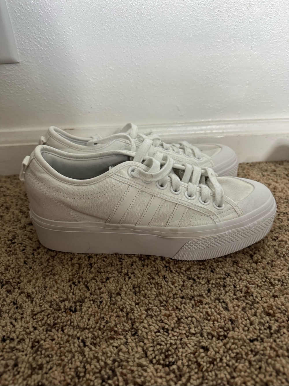 adidas Women's All-White Platform Lace-Up Sneakers